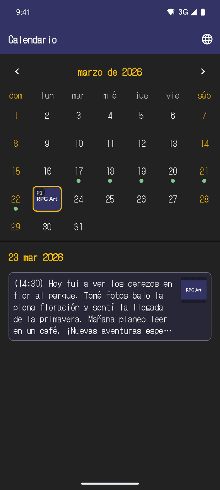 Revisa tu aventura en el calendario - Revive tus historias pasadas cuando quieras