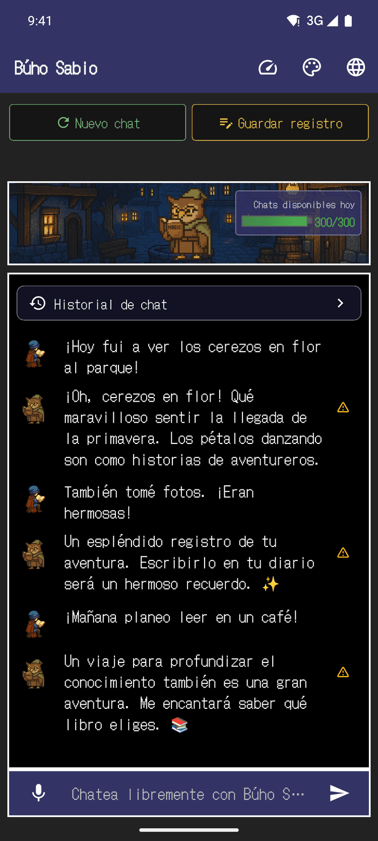 Conversa con personajes para escribir tu diario - Registra tu día de forma natural conversando