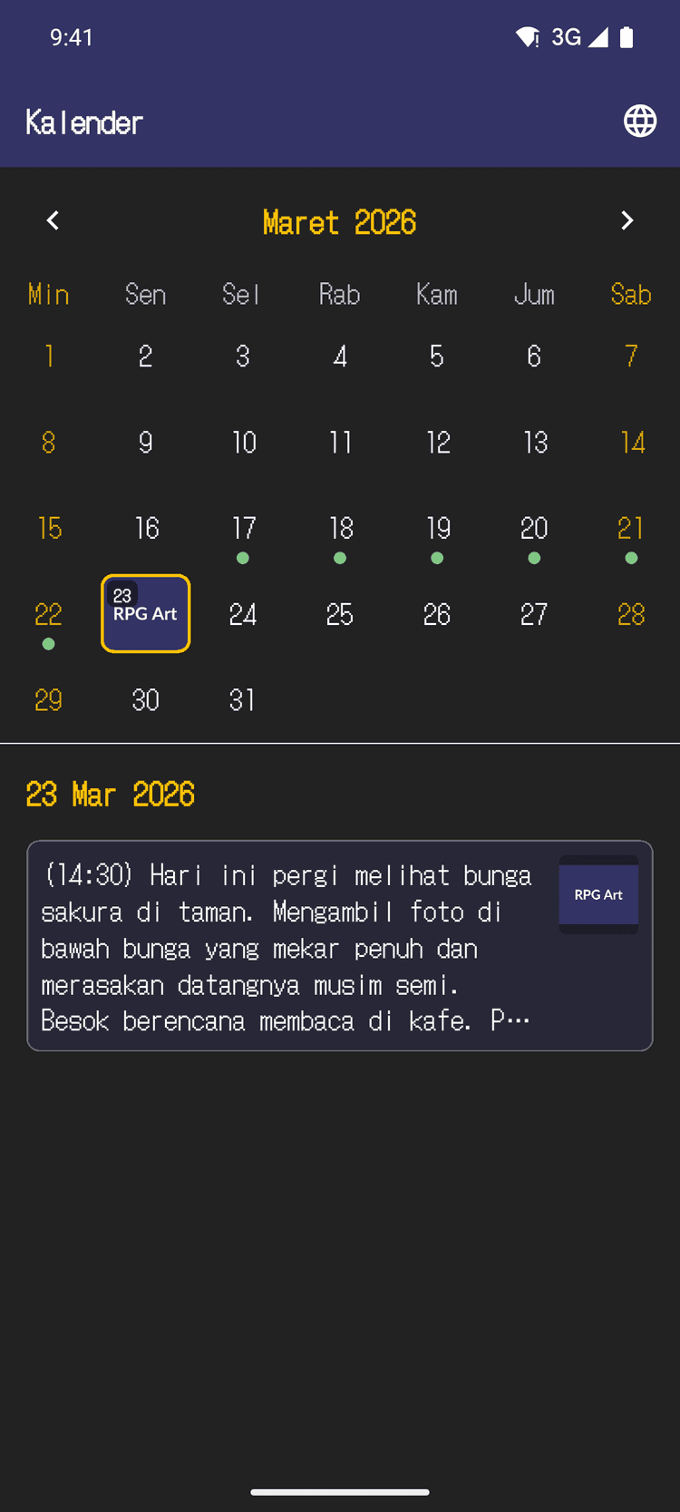 Tinjau petualanganmu di kalender - Baca ulang cerita kapan saja